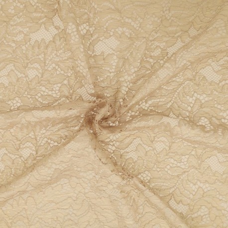 Coupon 3m Tissu Dentelle Fleur 1 Taupe 