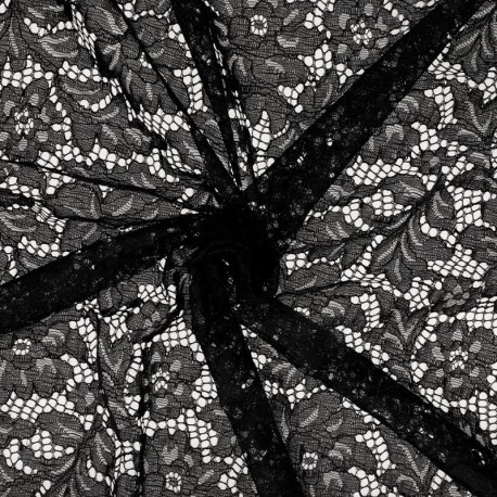 Coupon 3m Tissu Dentelle Fleur 2 Noir 
