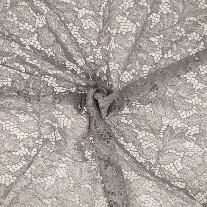 Coupon 3m Tissu Dentelle Fleur 2 Ardoise 
