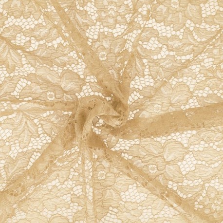 Coupon 3m Tissu Dentelle Fleur 2 Taupe 