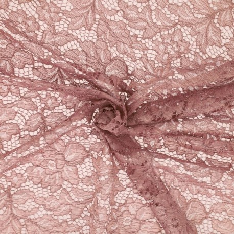 Coupon 3m Tissu Dentelle Fleur 2 Rose Foncé