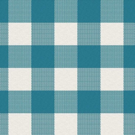 Coupon 3m Tissu Cuadro Carreaux  Bleu