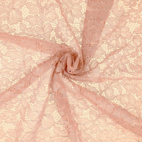 Coupon 3m Tissu Dentelle Irisée Rose Foncé