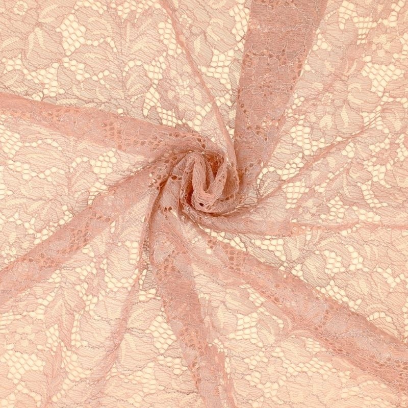 Coupon 3m Tissu Dentelle Irisée Rose Foncé