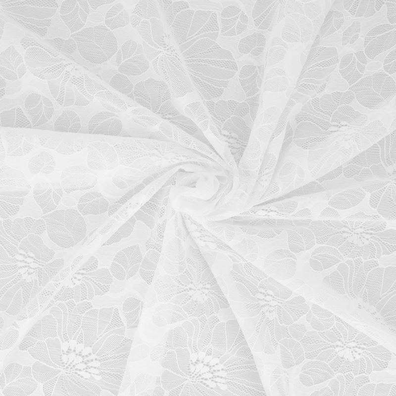 Coupon 3m Tissu Maille Dentelle Elastique Blanc