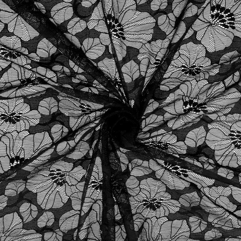 Coupon 3m Tissu Maille Dentelle Elastique Noir