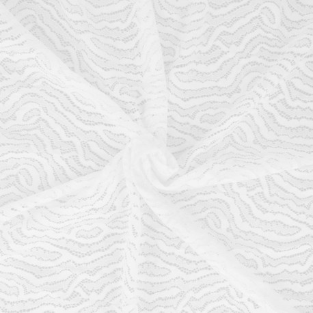 Coupon 3m Tissu Maille Dentelle Elastique Blanc