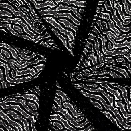 Coupon 3m Tissu Maille Dentelle Elastique Noir 