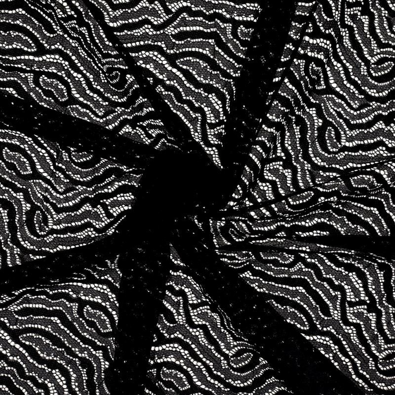 Coupon 3m Tissu Maille Dentelle Elastique Noir 