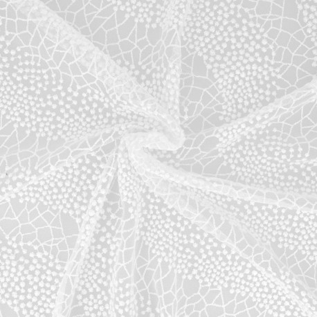 Coupon 3m Broderie Sur Tulle Blanc