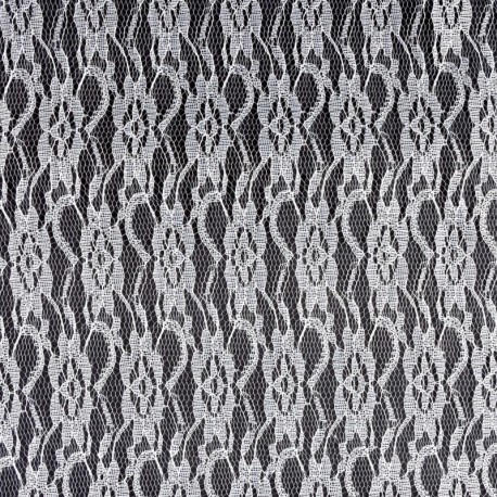 Coupon 3m Tissu Dentelle Crochet Blanc 