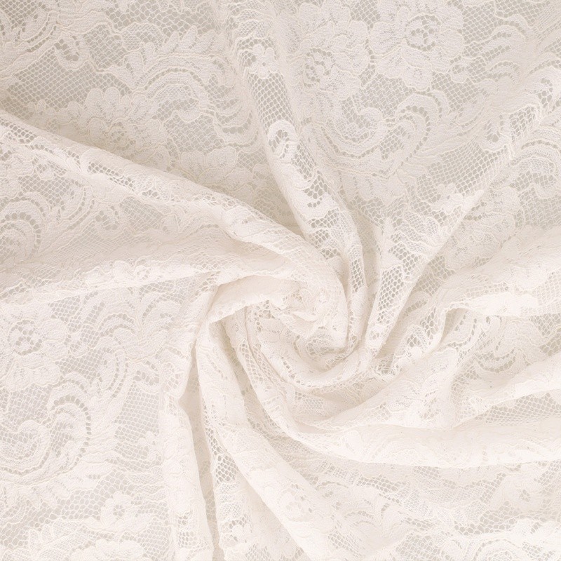 Coupon 3m Tissu Elastique Roses Blanc