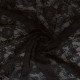 Coupon 3m Tissu Dentelle Roses Noir 