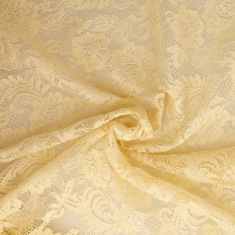 Coupon 3m Tissu Dentelle Roses Ecru Foncé