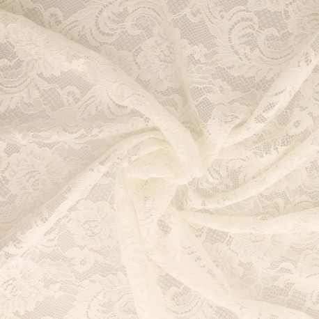 Coupon 3m Tissu Dentelle Roses Ecru