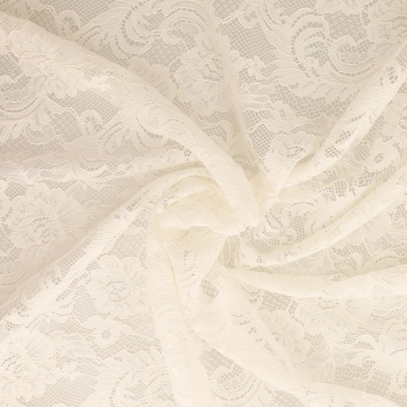 Coupon 3m Tissu Dentelle Roses Ecru