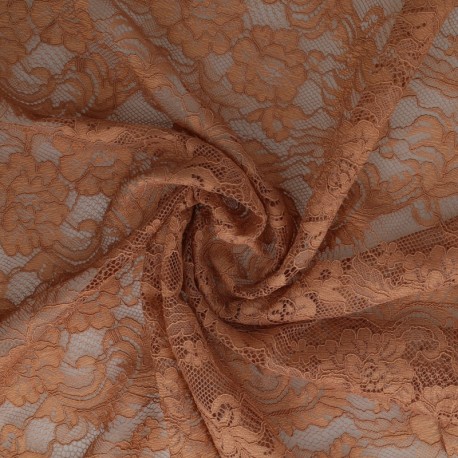 Coupon 3m Tissu Dentelle Roses Chocolat