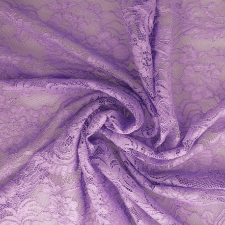 Coupon 3m Tissu Dentelle Roses Parme