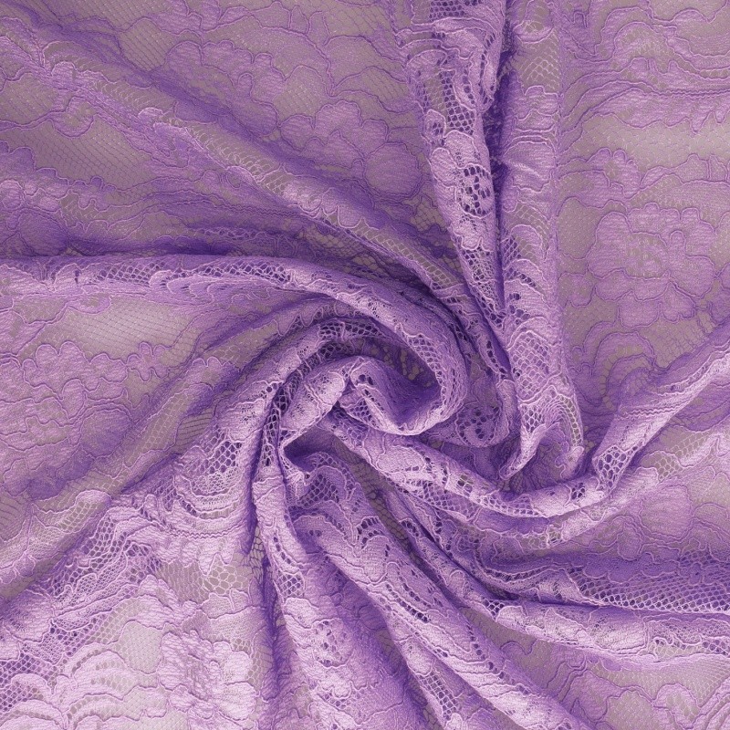 Coupon 3m Tissu Dentelle Roses Parme