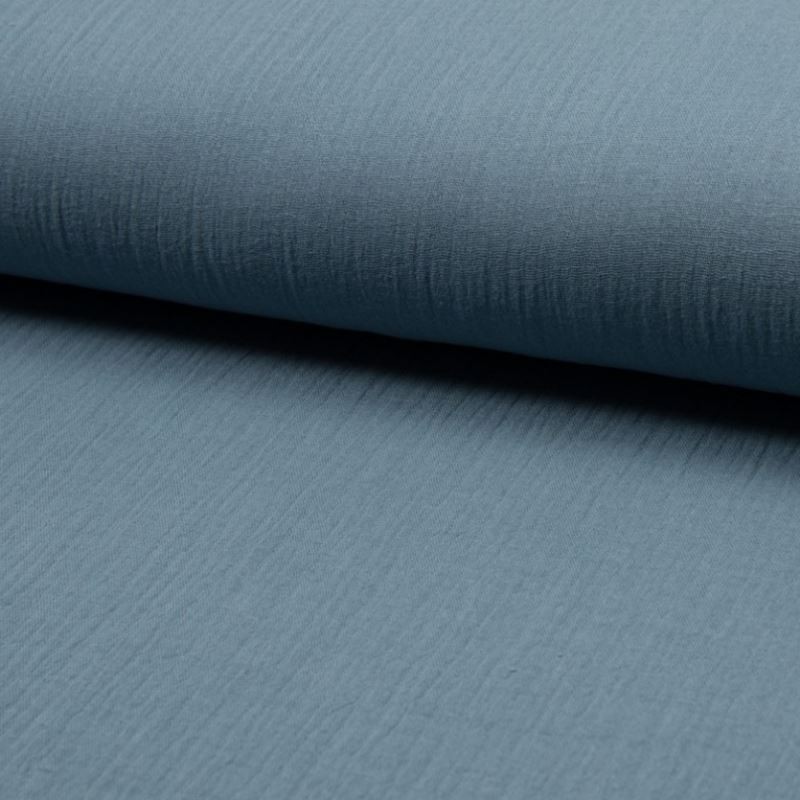 Coupon 3m Tissu Double Gaze Uni Bleu Ciel