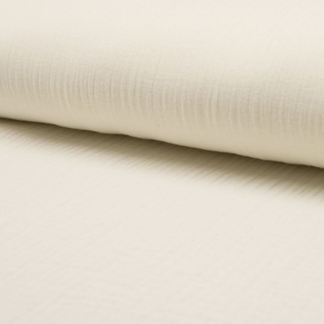 Coupon 3m Tissu Double Gaze Uni Ecru