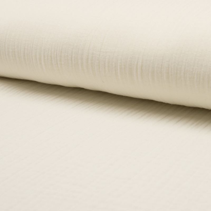Coupon 3m Tissu Double Gaze Uni Ecru
