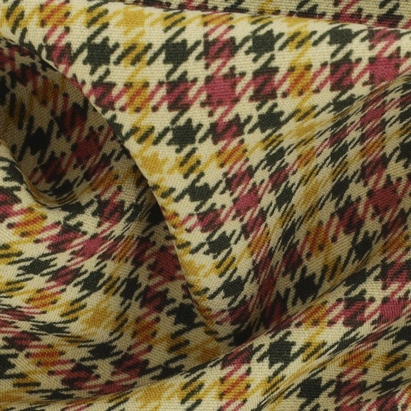Coupon 3m Tissu Beatrice Imprimée Carreaux Jaune 