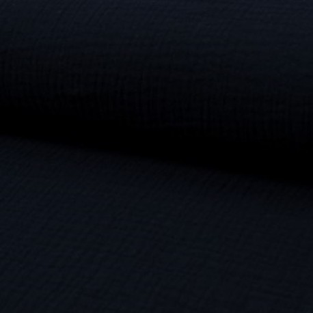Coupon 3m Tissu Double Gaze Uni Marine
