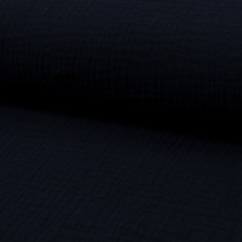 Coupon 3m Tissu Double Gaze Uni Marine