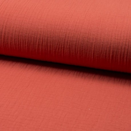 Coupon 3m Tissu Double Gaze Uni Orange