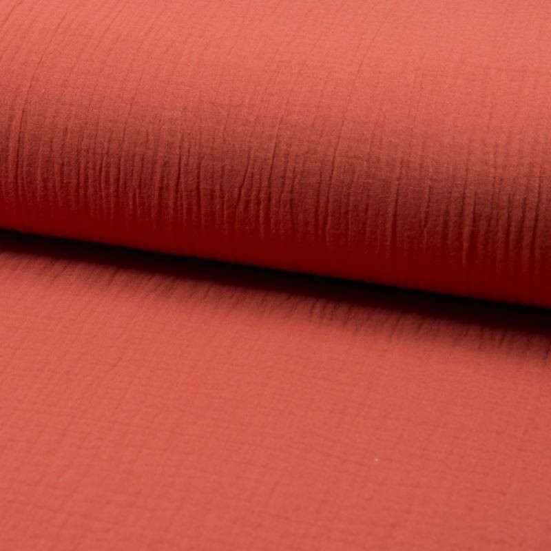 Coupon 3m Tissu Double Gaze Uni Orange
