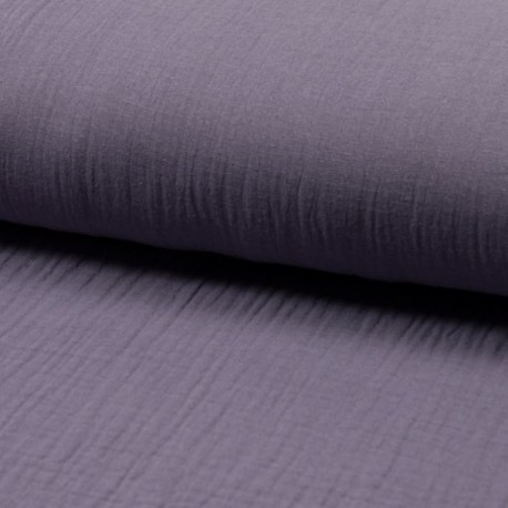 Coupon 3m Tissu Double Gaze de Coton Uni Lilas