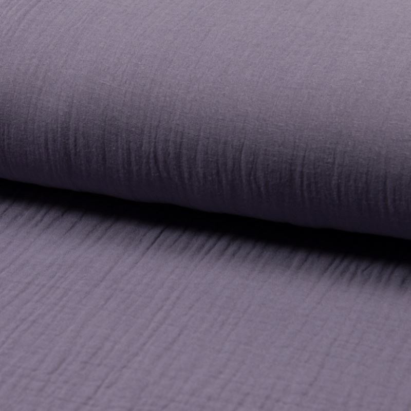 Coupon 3m Tissu Double Gaze de Coton Uni Lilas