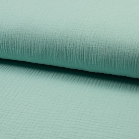 Coupon 3m Tissu Double Gaze Uni Menthe 