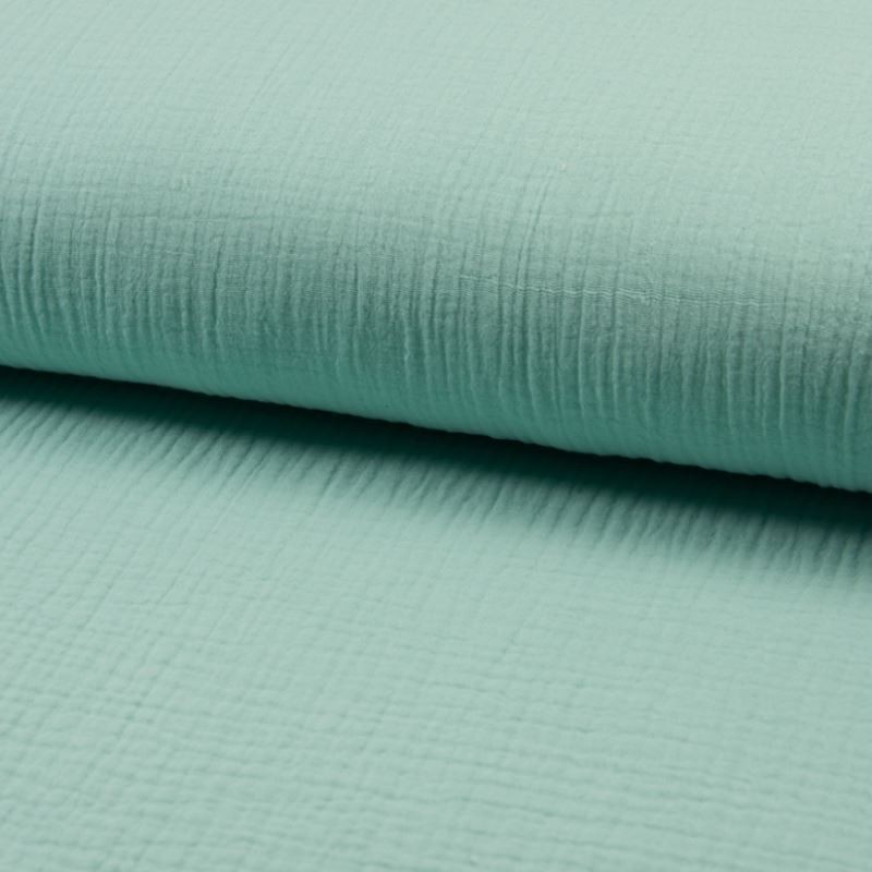 Coupon 3m Tissu Double Gaze Uni Menthe 
