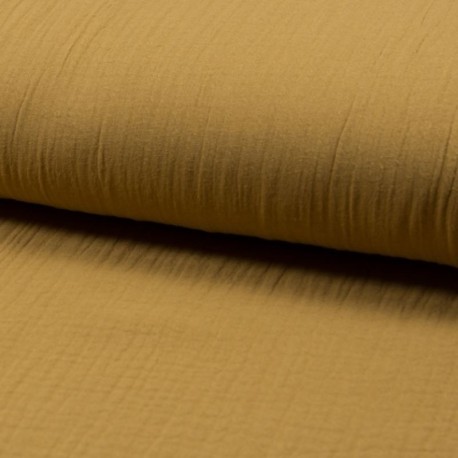 Coupon 3m Tissu Double Gaze Uni Caramel 