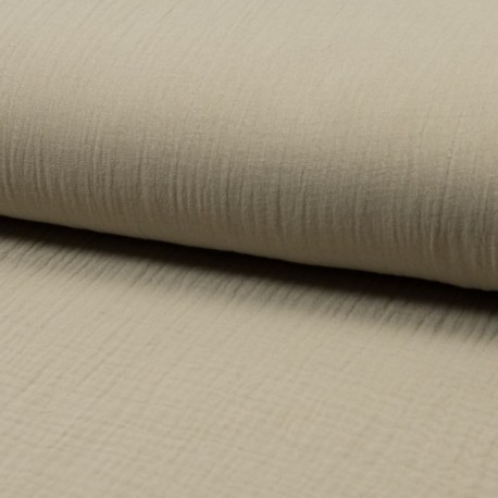Coupon 3m Tissu Double Gaze Uni Sable 