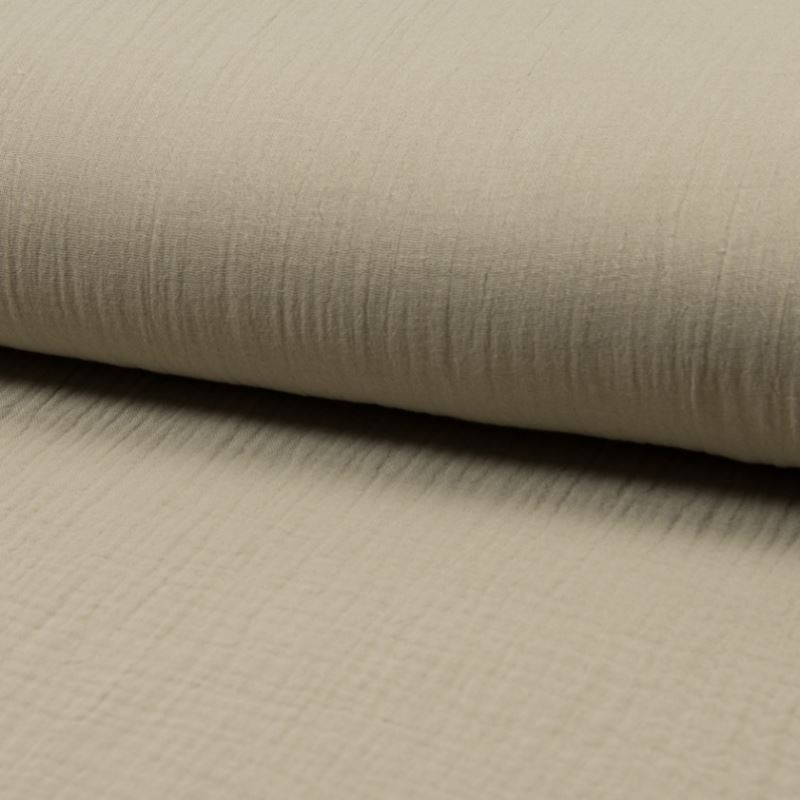 Coupon 3m Tissu Double Gaze Uni Sable 