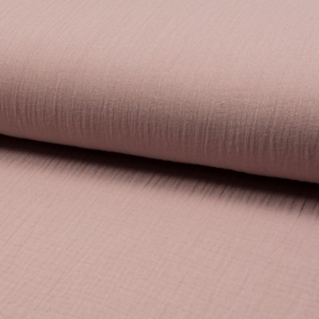 Coupon 3m Tissu Double Gaze Uni Rose Poudre