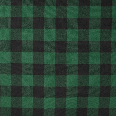 Coupon 3m Tissu Coton Gratté Carreaux Vert noir