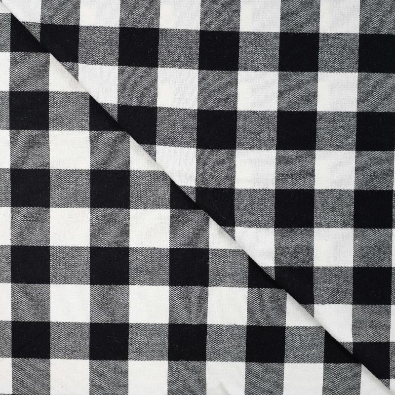 Coupon 3m Tissu Coton Gratté Carreaux Blanc noir