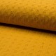 Coupon 3m Tissu Double Gaze Brodé Ocre jaune