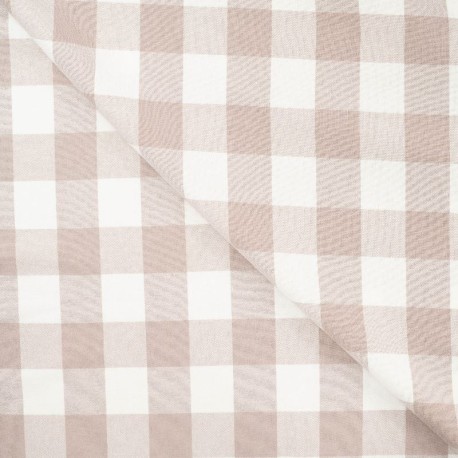 Coupon 3m Tissu Coton Gratté Carreaux Sable 