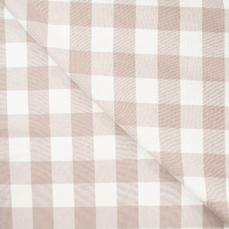 Coupon 3m Tissu Coton Gratté Carreaux Sable 