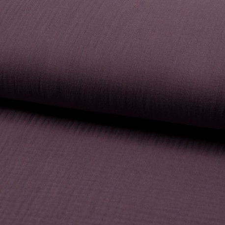 Coupon 3m Tissu Double Gaze Uni Mauve