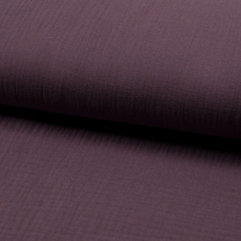 Coupon 3m Tissu Double Gaze Uni Mauve