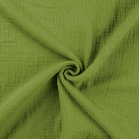 Coupon 3m Tissu Double Gaze Uni Pistache