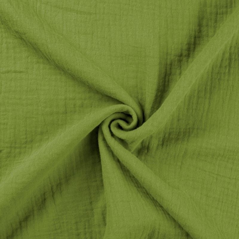 Coupon 3m Tissu Double Gaze Uni Pistache
