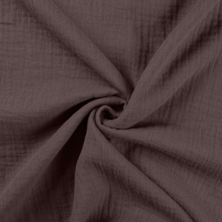 Coupon 3m Tissu Double Gaze Uni Chocolat 