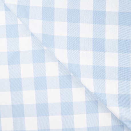 Coupon 3m Tissu Coton Gratté Carreaux Bleu